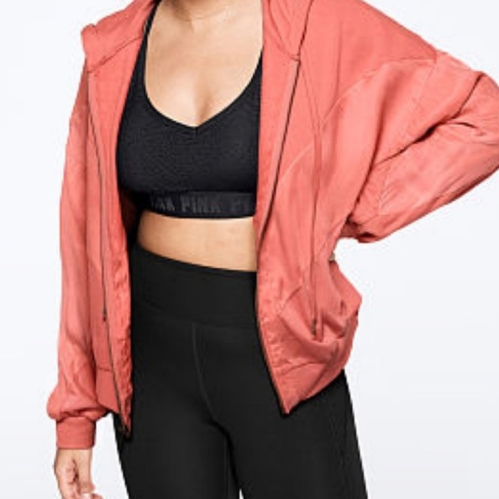 Pink/Victoria Secret, Crop, Full zip, Hoodie, Dusty Rose color, Sz Large